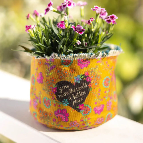 Canvas Planter Cover - You Make World Better SML by Natural Life