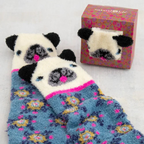 Boxed Cosy Critter Socks - Cream Dog by Natural Life