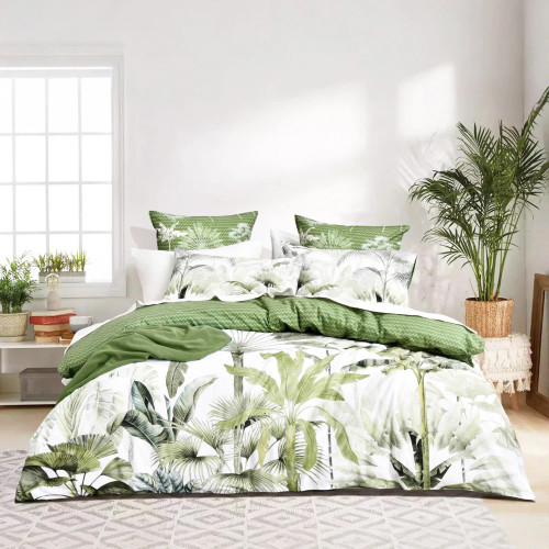 300 TC Cotton Reversible Noosa Palm Duvet Cover Set or Euro P/C by Renee Taylor