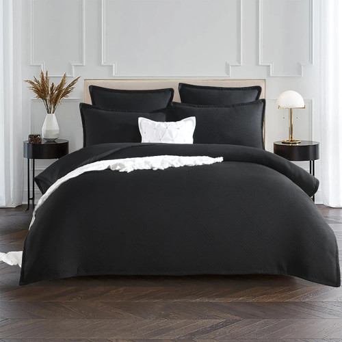 Chevron Jacquard Black Duvet Cover Set or Euro P/C by Renee Taylor