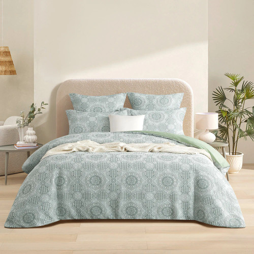 Rizz Jacquard Sage Duvet Cover Set or Euro P/C by Renee Taylor