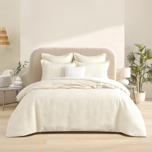 Dakota Jacquard Beige Duvet Cover Set by Renee Taylor