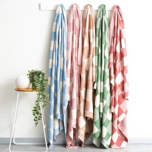 Newport Checkered Cotton Knitted Throw by Renee Taylor - 130 x 170cm
