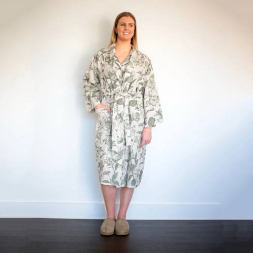 Linen Botanical Bath Robe by MM Linen