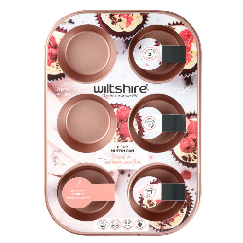 Rose Gold Muffin Pan (6 Cup) by Wiltshire