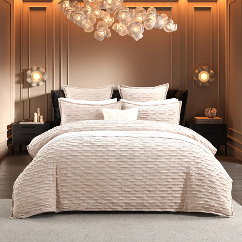Marley Champagne Jacquard Duvet Cover Set by Renee Taylor