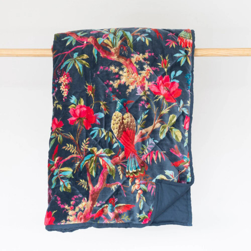 Bird of Paradise Throw Bluestone by Floressents