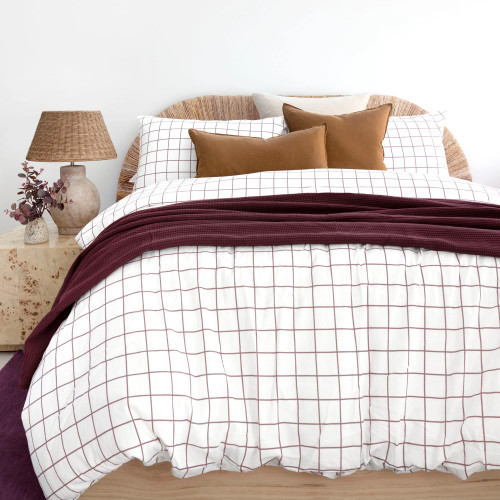 Grid Boysenberry Flannelette Duvet Cover Set by Bambury