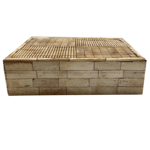 Carved Bone Decorative Box With Antique Finish 25x20x7xcm Linens & More