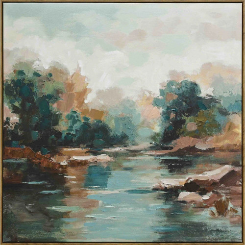Serene Spring Canvas Brown Frame by Linen & More - 100x100cm