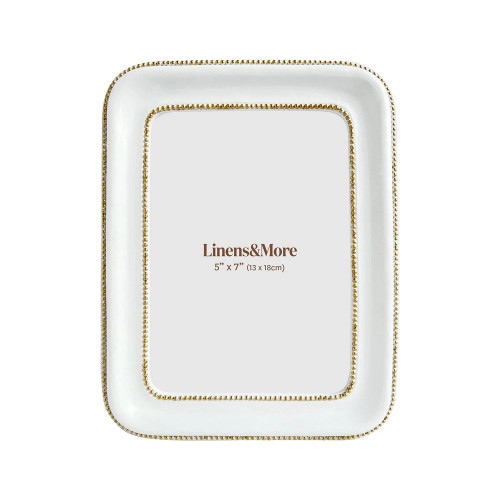 White & Gold Minimalist Photo Frame by Linen & More - 4X6"