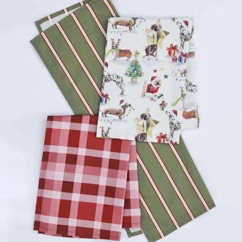 Feliz Navidog Tea Towel by MM Linen (Set of 3)