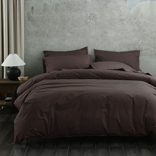 250TC Pure Cotton Chocolate Duvet Cover Set by MM Linen