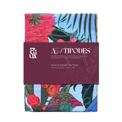 Antipdodes Kereru & Kakariki Tea Towel by Flox