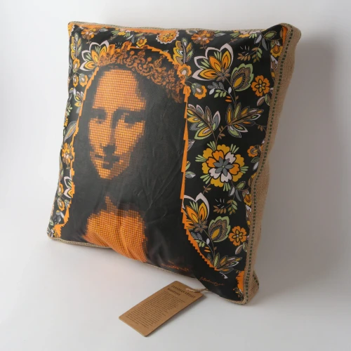 Art Cushion Burlap Mona Lisa by Le Forge - Multi