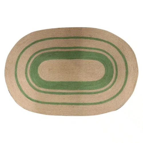 Jute Oval Door Mat by Le Forge - Natural/Green