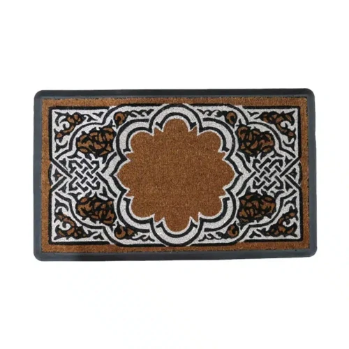 Door Mat - Coir Style 12 by Le Forge - Natural/Black