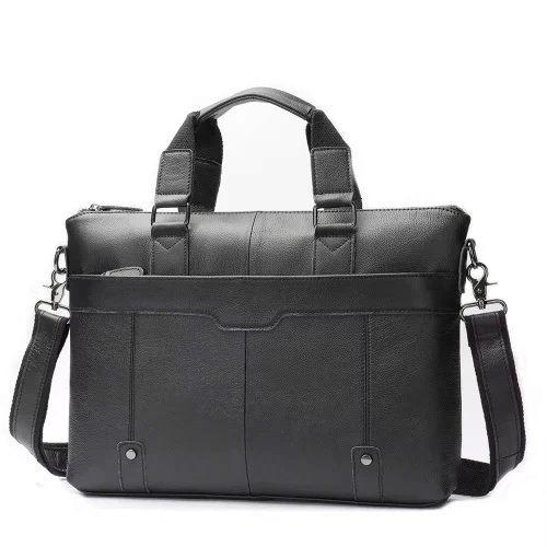 Walnut Black Leather Briefcase by Nikau Design