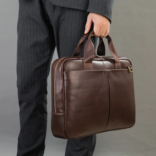 Ash Coffee Leather Briefcase by Nikau Design