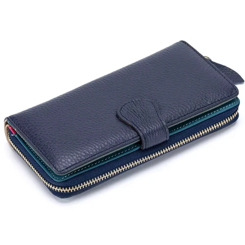 Moonflower Blue Leather Wallet by Nikau Design