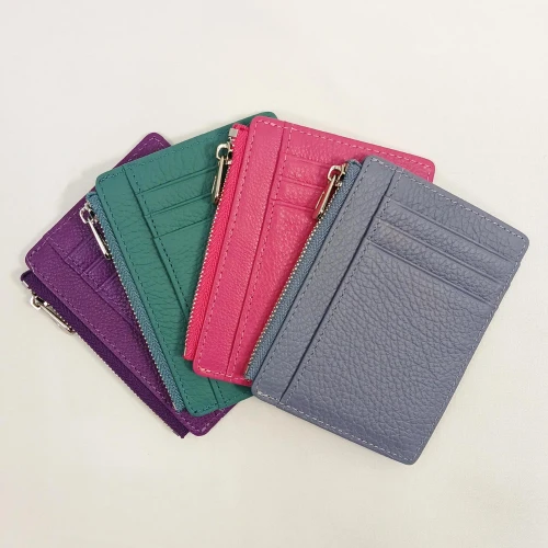Balsa Leather Card Holder w Zip by Nikau Design
