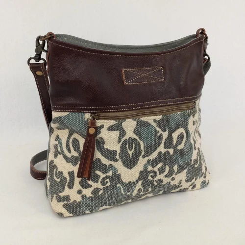 Heidi Leather/Canvas Clutch by Backyard