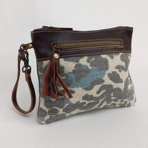 Jo Leather/Canvas Clutch by Backyard