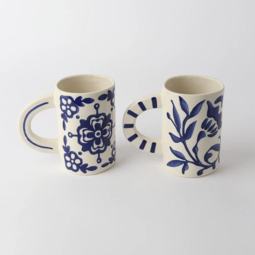 Bernadette Assorted 2 Mugs by Le Forge - White/Blue