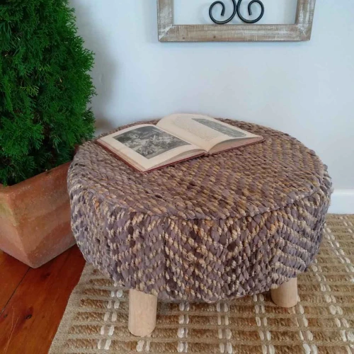 Natural Textile Footstool by Backyard