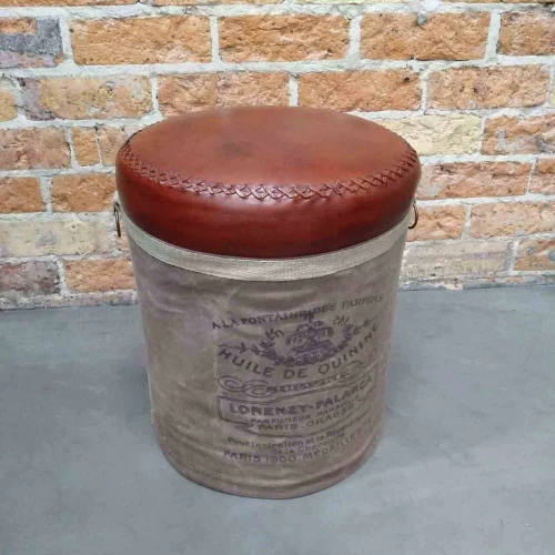 Stool Recycled Iron With Canvas by Backyard
