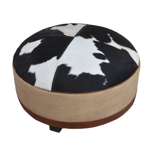 Black Ottoman Leather/Canvas/Hide by Backyard