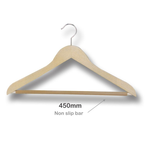 Wooden Hanger with Nonslip Bar