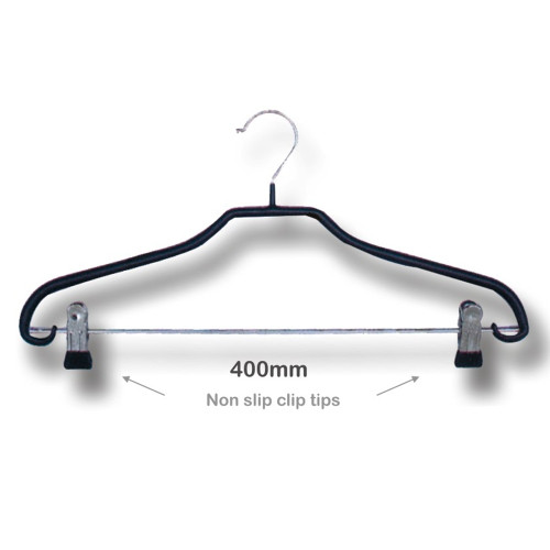 Non Slip Hanger with Metal Bar and Clips