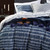 Mari Navy Reversible Flannel Duvet Cover Set by MM Linen