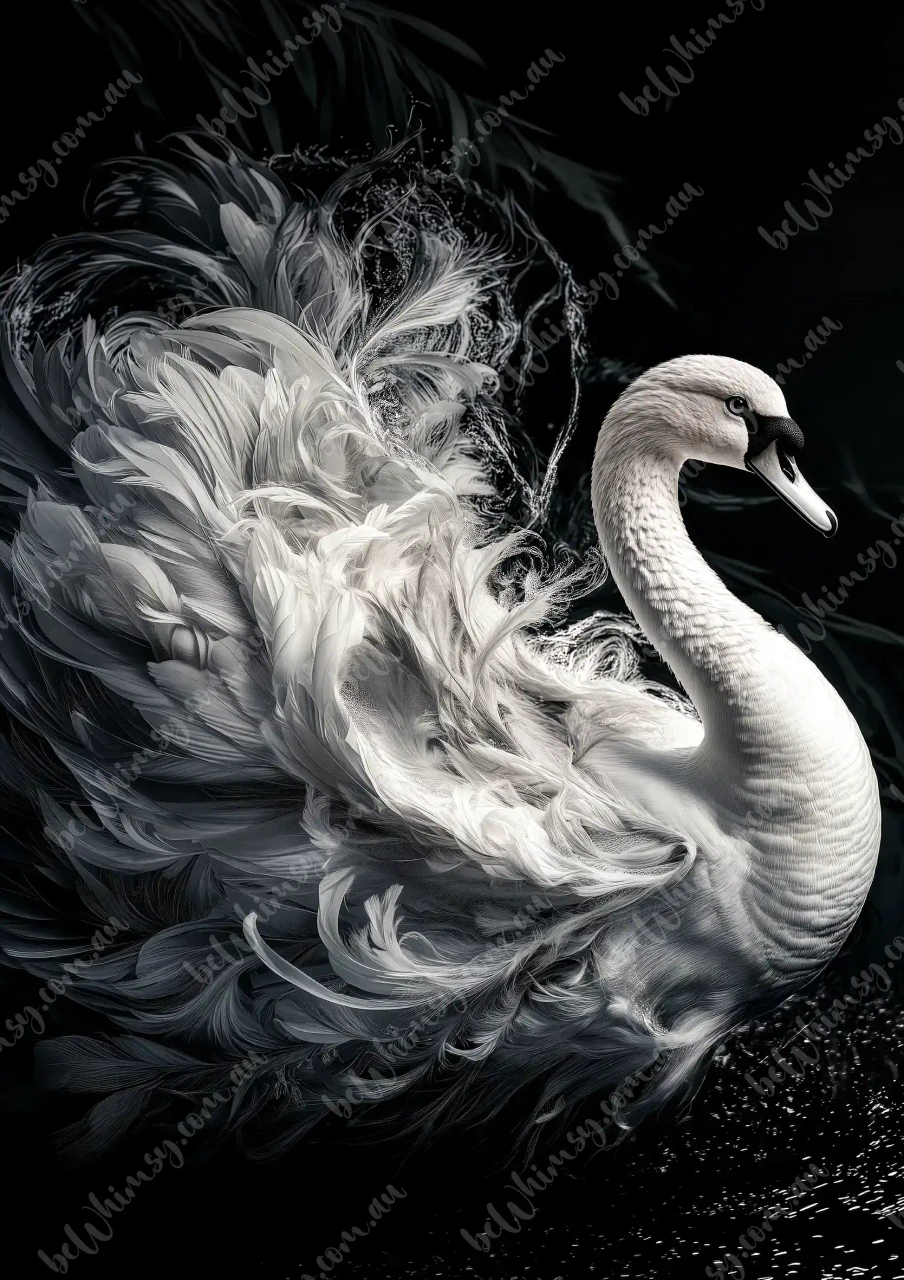 Grace | White Swan Feather Decoupage | A0 A1 A2 A3