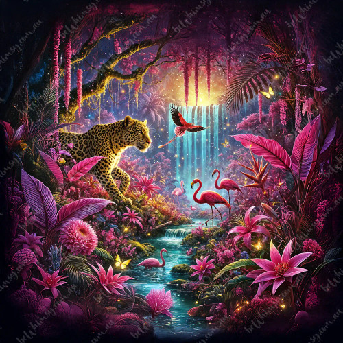 beWhimsy Velvet Jungle rice paper, mirrored A0 A1 A2 A3 extra large luminous rainforest decoupage print