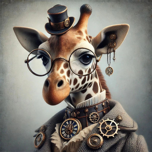 beWhimsy steampunk giraffe rice paper for decoupage, mirrored A0 A1 A2 A3 extra large Victorian design