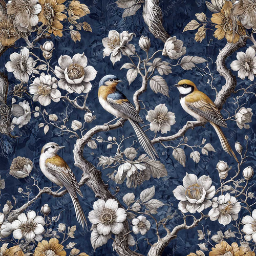 beWhimsy Summer Joy rice paper, mirrored A0 A1 A2 A3 extra large floral pattern for decoupage art