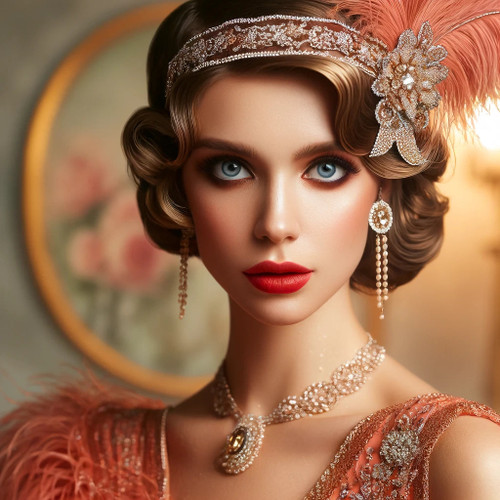 beWhimsy vintage portrait rice paper for decoupage, mirrored A0 A1 A2 A3 extra large art deco style