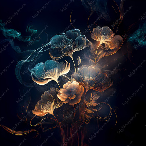 beWhimsy abstract electric pattern of flowers rice paper for decoupage, extra large mirrored A0 A1 A2 A3 circuit-inspired design