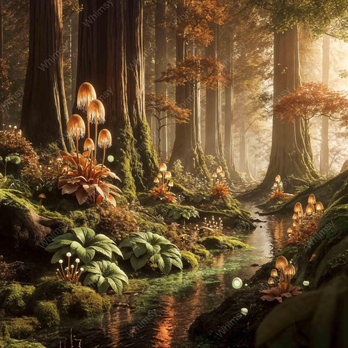 beWhimsy enchanted forest rice paper for decoupage, extra large mirrored A0 A1 A2 A3 glowing woodland path designsurrounded by mist.