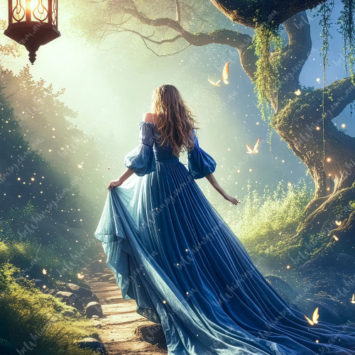 Large scale beWHIMSY fantasy landscape art for a professional, seamless furniture finish.