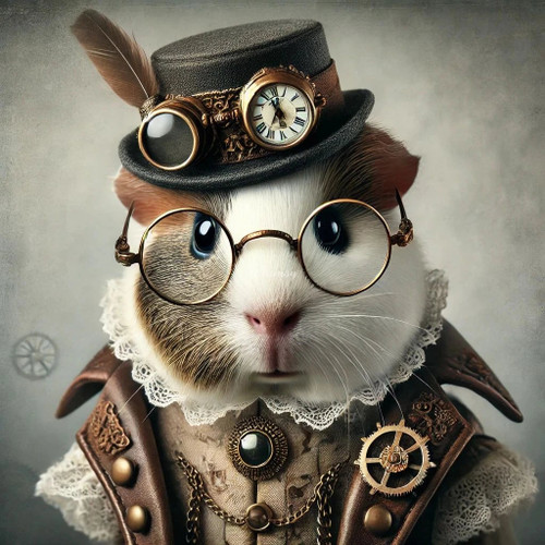 beWhimsy steampunk guinea pig rice paper for decoupage, mirrored extra large A0 A1 A2 A3 elegant vintage art