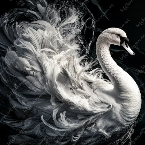 Large scale beWHIMSY monochrome bird art for a professional, seamless furniture finish.