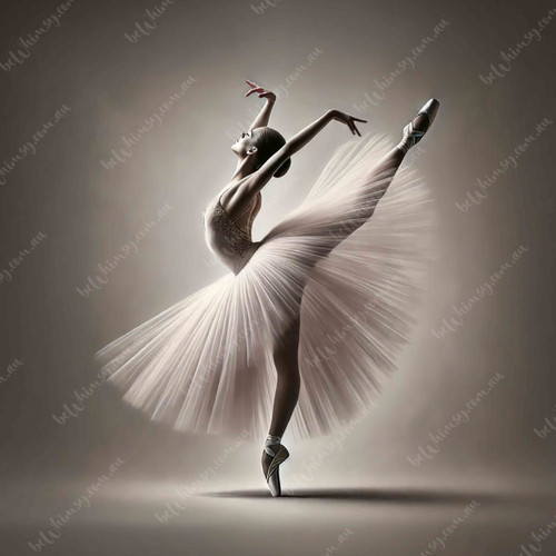Lana ballet rice paper for decoupage featuring elegant dancer mid-motion in cinematic light