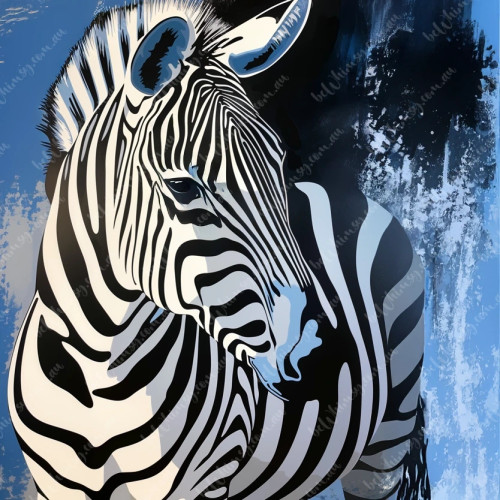 Fantasy artwork of a zebra transported into a strange, structured world where natural instinct meets a surreal graphic universe.