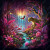 A glowing panther moves through a neon jungle filled with violet, pink, and emerald foliage. Light beams shimmer through tropical leaves, creating a dreamlike
