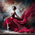beWhimsy woman in red dress rice paper for decoupage, mirrored A0 A1 A2 A3 extra large dramatic art print