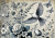 beWhimsy butterfly and botanical rice paper for decoupage, extra large mirrored A0 A1 A2 A3 vintage blue floral design