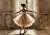 A delicate little ballerina in a soft ivory tutu dances in a sunlit room, her tiny silhouette glowing in warm golden light—perfect for vintage-style decoupage, dreamy wall art, and elegant craft projects.